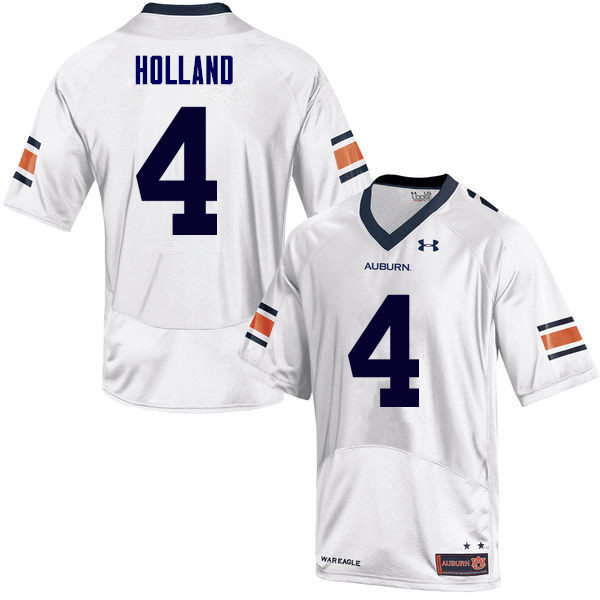 Men Auburn Tigers #4 Jeff Holland College Football Jerseys Sale-White